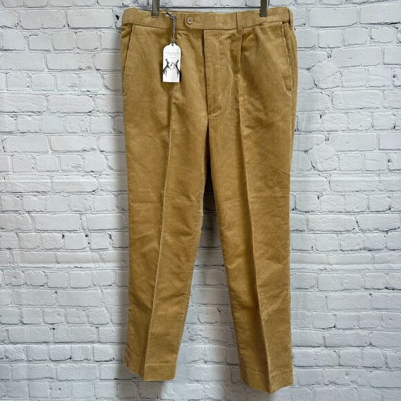 Peter Christian Men's Pleated County Corduroy Cotton Pants, Size W38 x L29, Sand - Picture 3 of 13